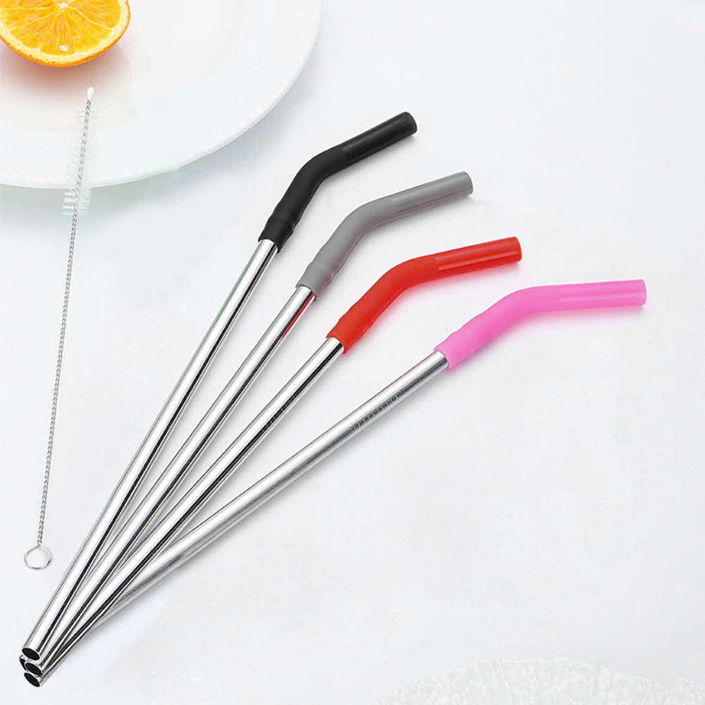 4Pcs Long Metal Straw with Sil - Mixing Cup Silicone recension och pris